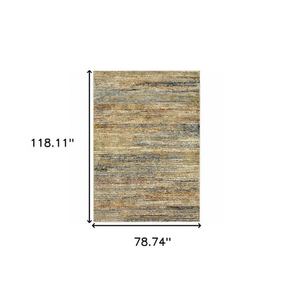 5'X8' Gold And Green Abstract Area Rug