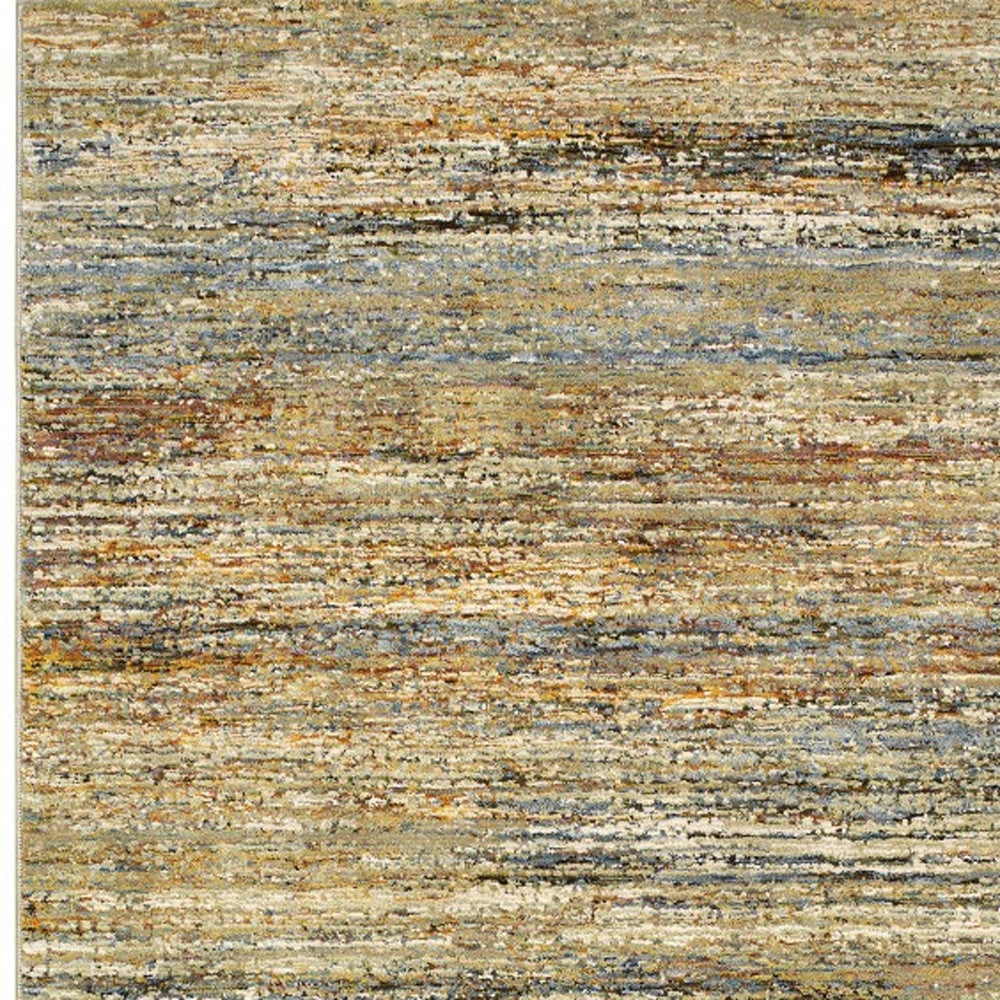 5'X8' Gold And Green Abstract Area Rug
