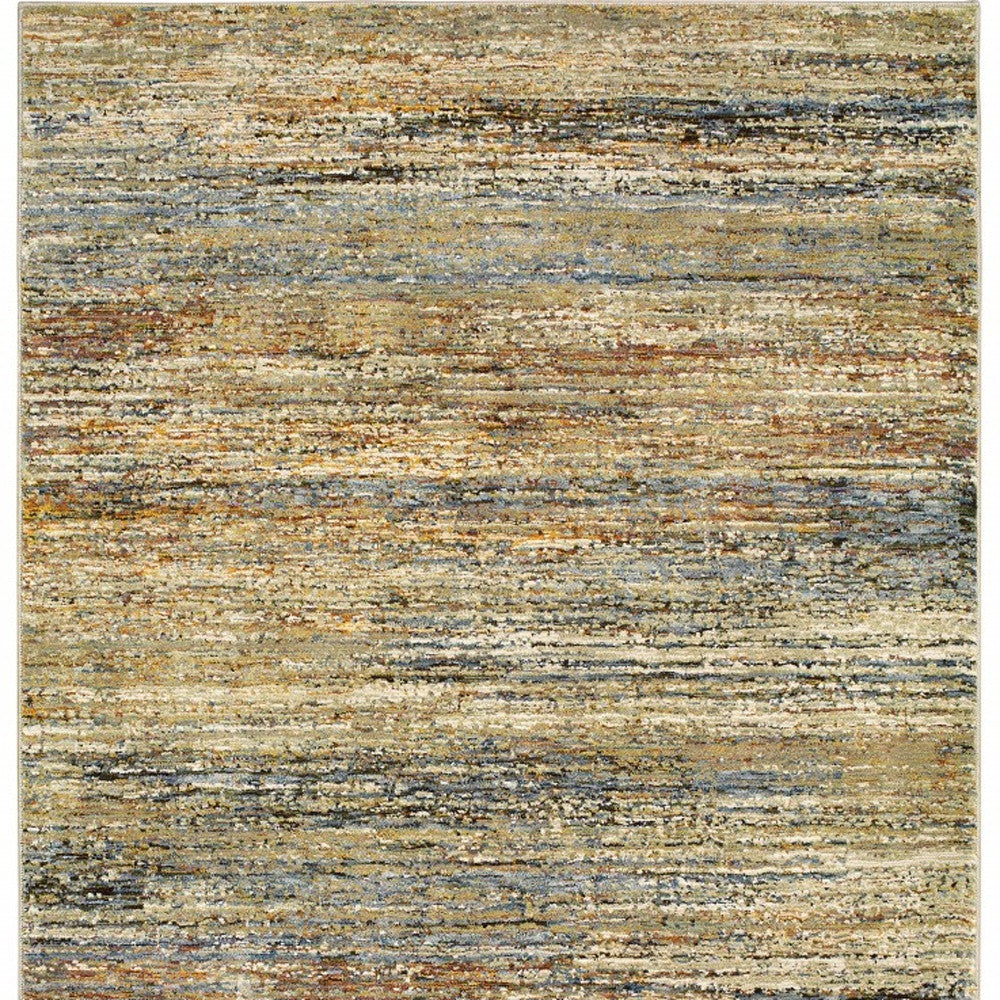 5'X8' Gold And Green Abstract Area Rug