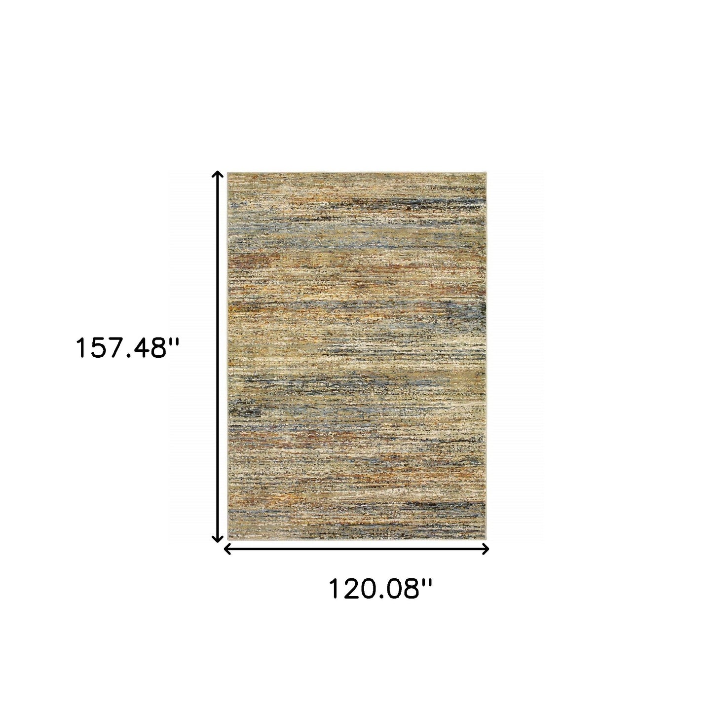 5'X8' Gold And Green Abstract Area Rug