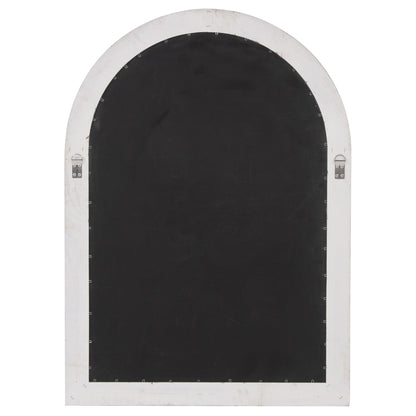 White Washed Mirror With Arched Panel Window Design