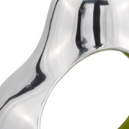 Pear Shaped Aliminum  Cast Decorative Accent Bowl In Green  Intrior