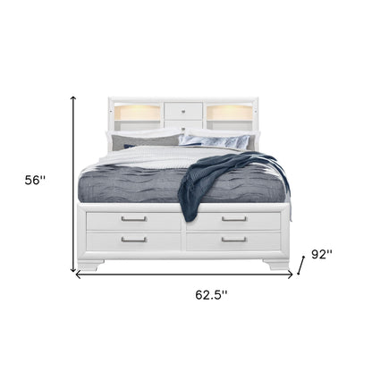 Solid Wood Queen White Eight Drawers Bed