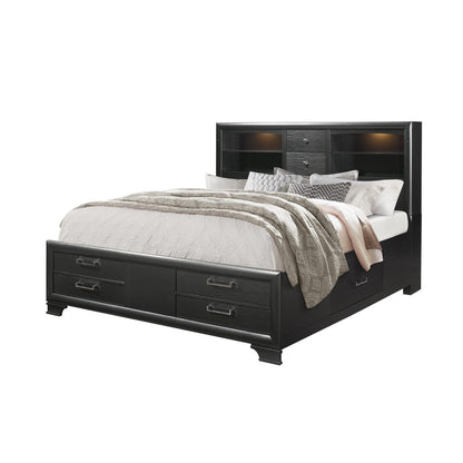 Solid Wood Full Gray Eight Drawers Bed