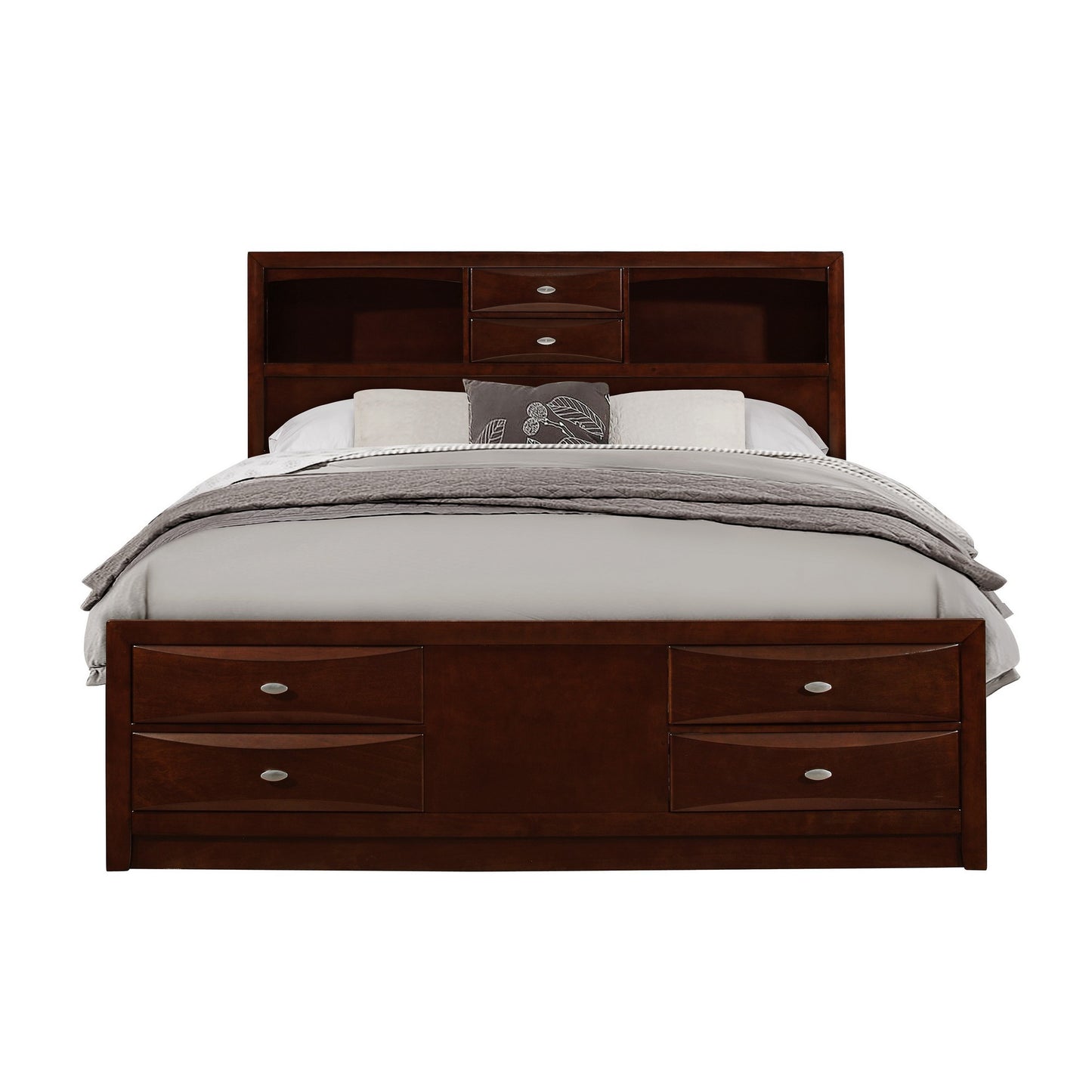 Solid Wood Full Espresso Eight Drawers Bed