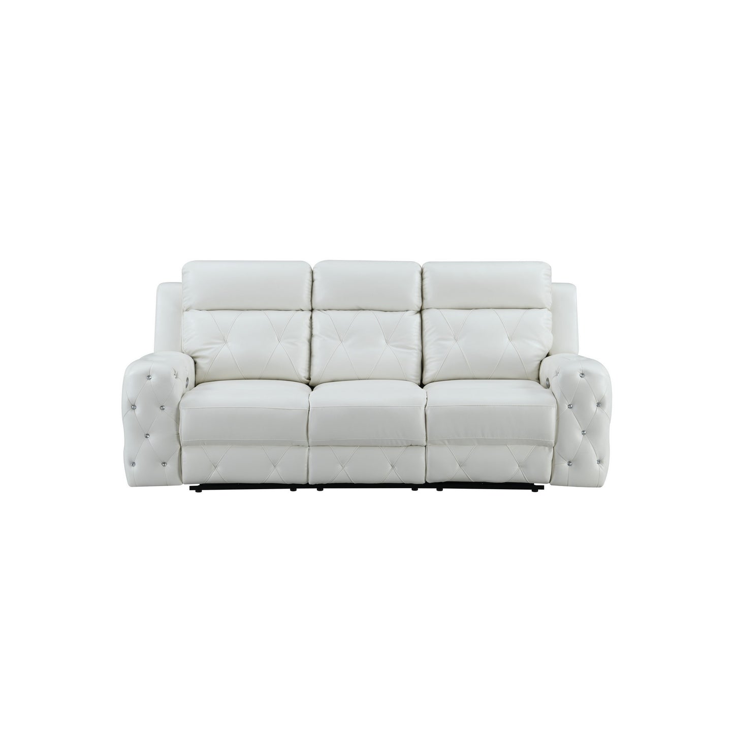 87" White Leather Match and Does Not Apply Reclining USB Sofa