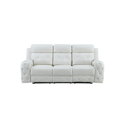 87" White Leather Match and Does Not Apply Reclining USB Sofa