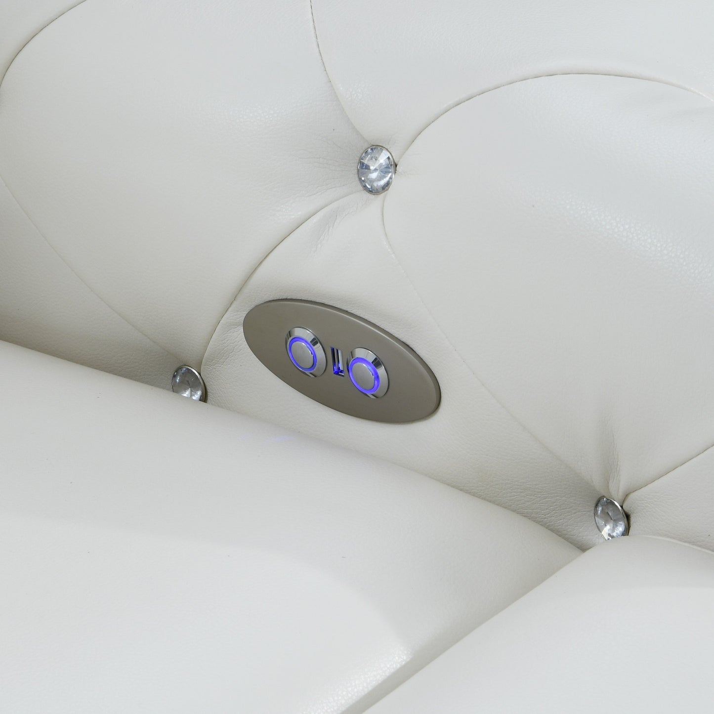 87" White Leather Match and Does Not Apply Reclining USB Sofa