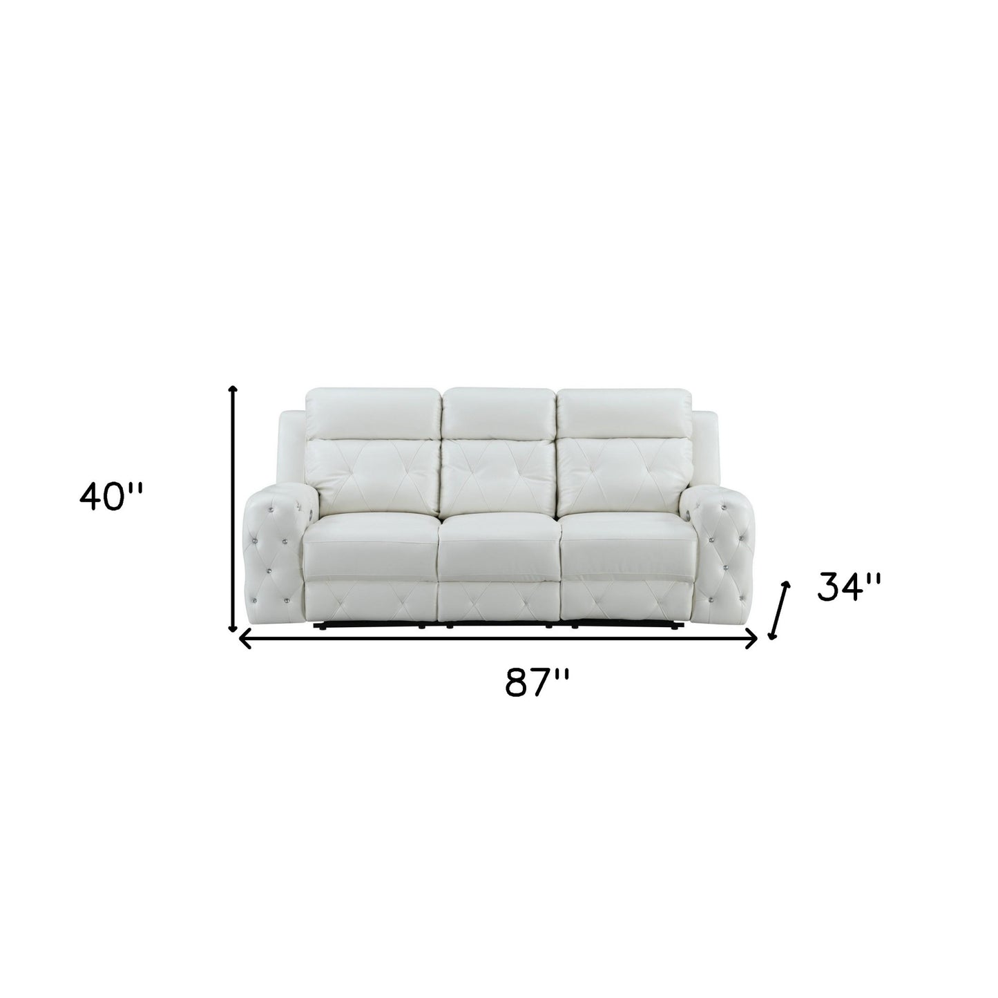 87" White Leather Match and Does Not Apply Reclining USB Sofa