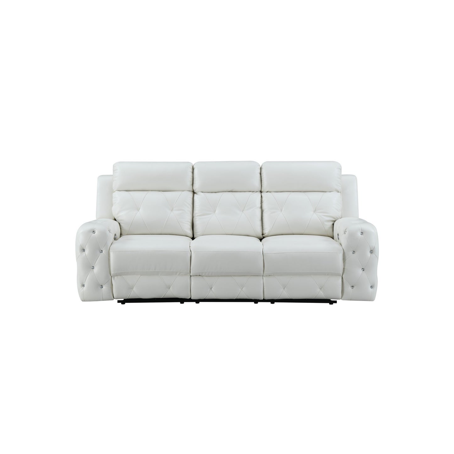 87" White Leather Match and Does Not Apply Reclining USB Sofa