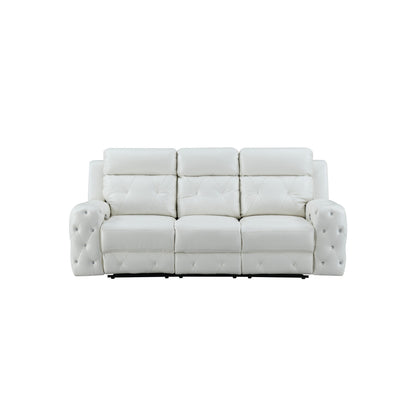 87" White Leather Match and Does Not Apply Reclining USB Sofa