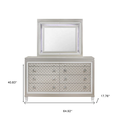 Champagne Toned Dresser With Tapered Acrylic Legs And 2 Jewelry Drawers