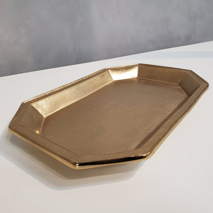 Gilded Gold Finish Textured Serving Tray