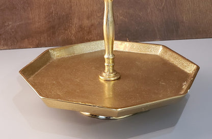 11" Gold Octagonal Two Tier Server Tray