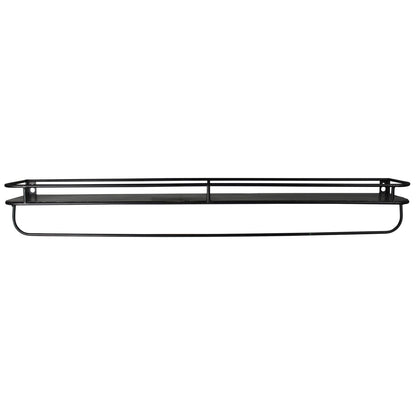 32" Black Rectangular Wall Mounted Iron Shelf With Hanging Bar