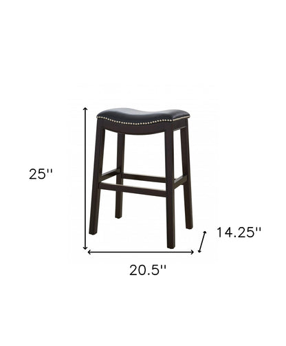 26" Black And Espresso Solid Wood Backless Counter Height Bar Chair
