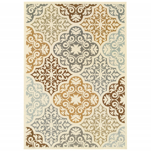 2' X 8' Gray and Ivory Moroccan Indoor Outdoor Area Rug