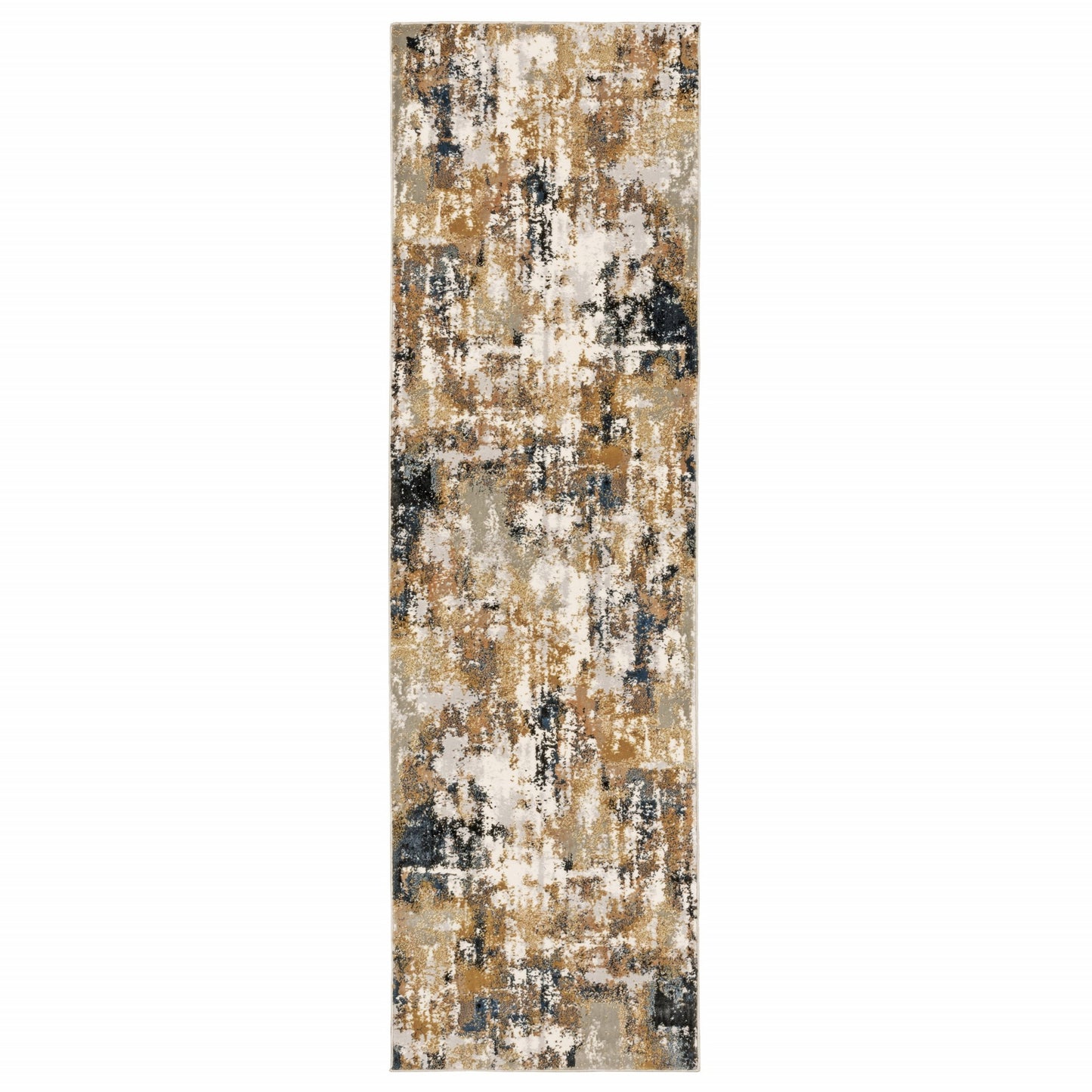 3' X 6' Ivory Gray Abstract Sectors Indoor Area Rug