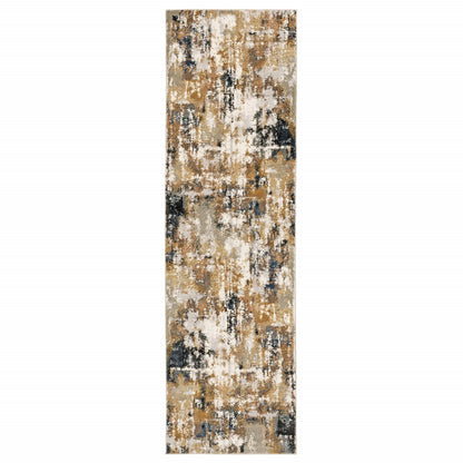 3' X 6' Ivory Gray Abstract Sectors Indoor Area Rug