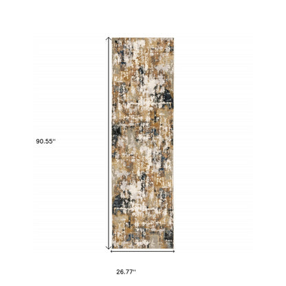 3' X 6' Ivory Gray Abstract Sectors Indoor Area Rug
