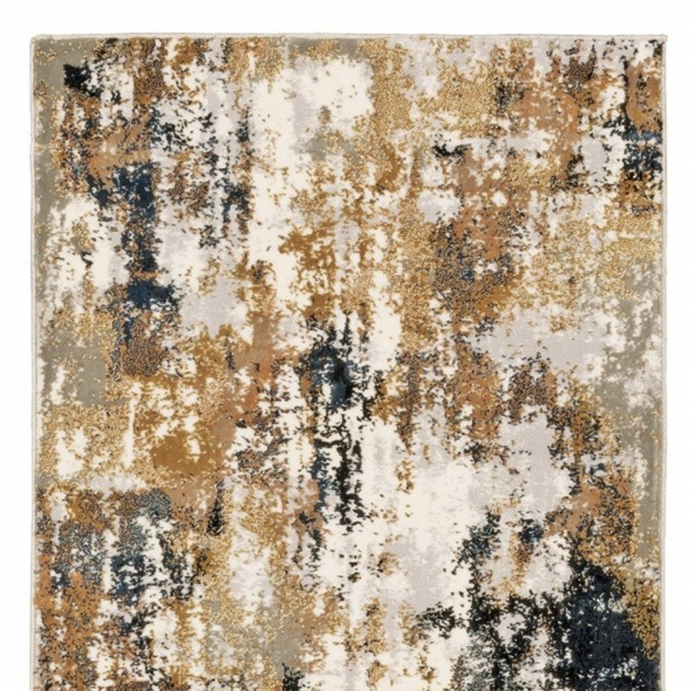 3' X 6' Ivory Gray Abstract Sectors Indoor Area Rug