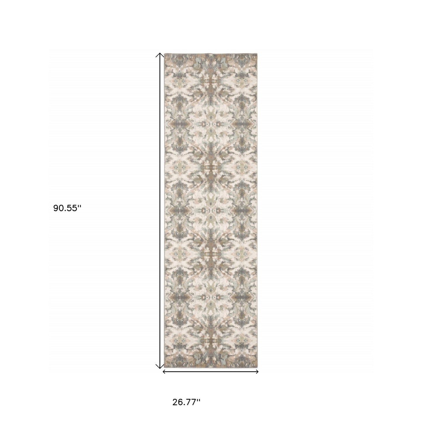 5' X 8' Ivory Gray Abstract Ikat Indoor Area Rug