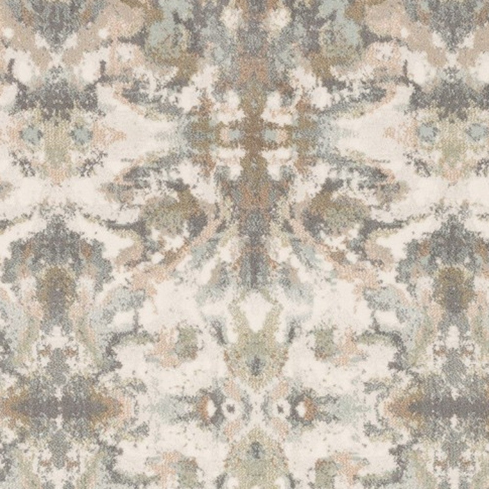 5' X 8' Ivory Gray Abstract Ikat Indoor Area Rug