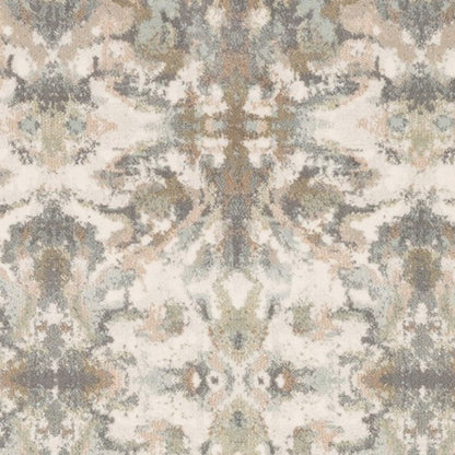 5' X 8' Ivory Gray Abstract Ikat Indoor Area Rug
