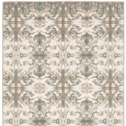5' X 8' Ivory Gray Abstract Ikat Indoor Area Rug