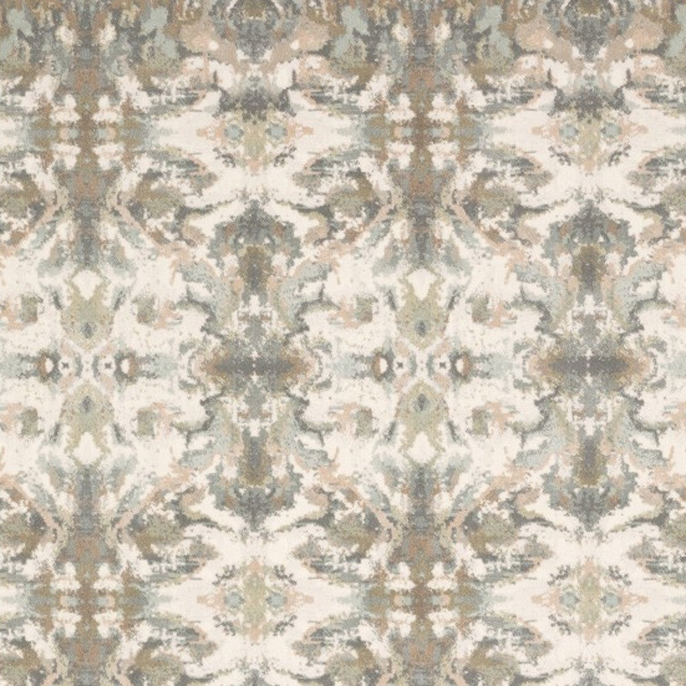 5' X 8' Ivory Gray Abstract Ikat Indoor Area Rug