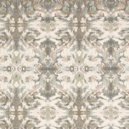 5' X 8' Ivory Gray Abstract Ikat Indoor Area Rug