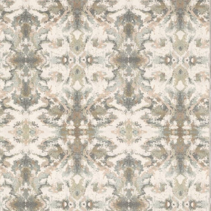 5' X 8' Ivory Gray Abstract Ikat Indoor Area Rug