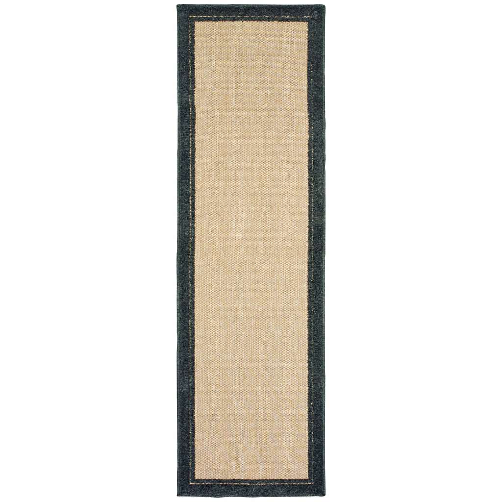 4' x 5' Beige and Black Indoor Outdoor Area Rug