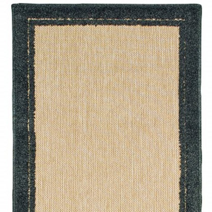 4' x 5' Beige and Black Indoor Outdoor Area Rug