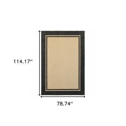 4' x 5' Beige and Black Indoor Outdoor Area Rug