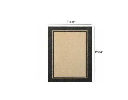 4' x 5' Beige and Black Indoor Outdoor Area Rug