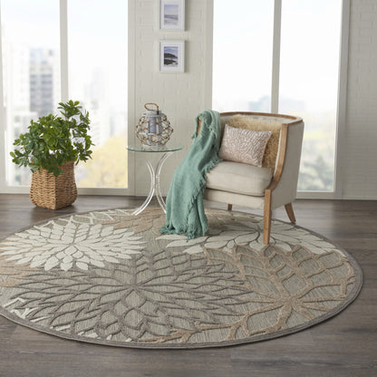 2' X 10' Gray And Ivory Floral Indoor Outdoor Area Rug