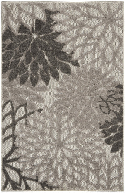 2' X 10' Gray Floral Indoor Outdoor Area Rug