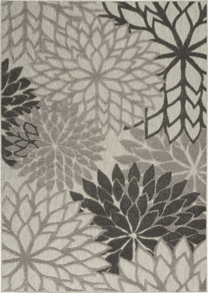 2' X 10' Gray Floral Indoor Outdoor Area Rug