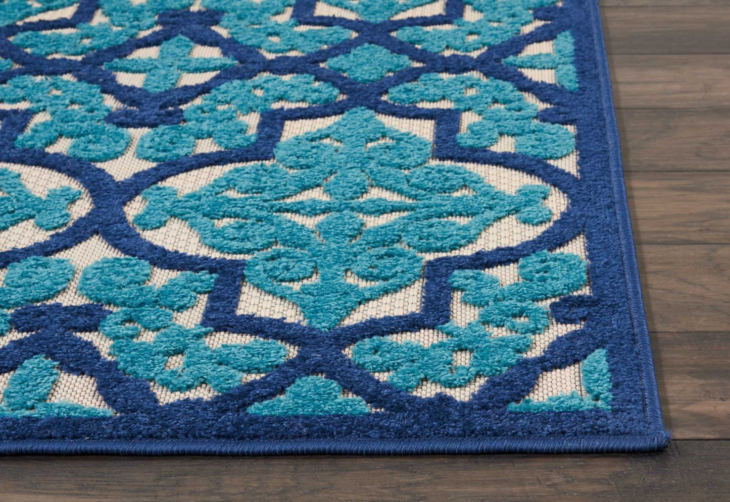 3' X 4' Blue And Ivory Moroccan Indoor Outdoor Area Rug