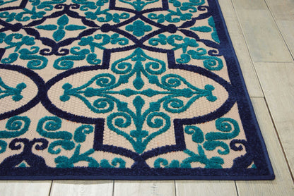 3' X 4' Blue And Ivory Moroccan Indoor Outdoor Area Rug