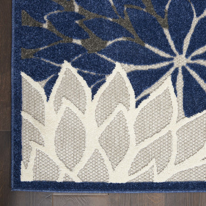 3' X 4' Blue And Gray Floral Indoor Outdoor Area Rug