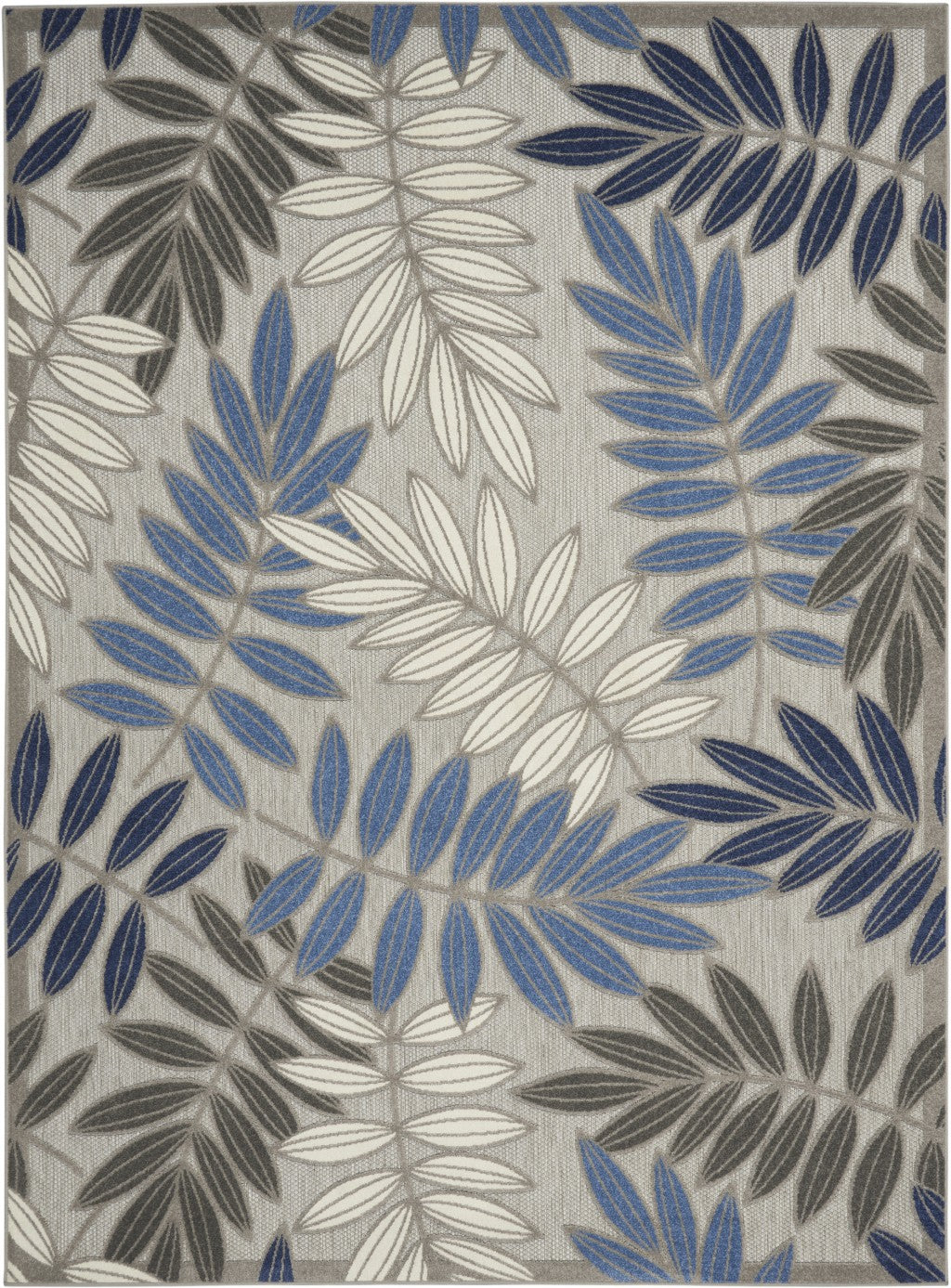 2' X 10' Grey/Blue Floral Indoor Outdoor Area Rug