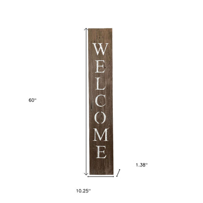 Rustic Espresso Brown And White Front Porch Welcome Sign