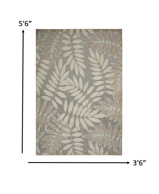 12' Runner Gray And Ivory Floral Indoor Outdoor Runner Rug