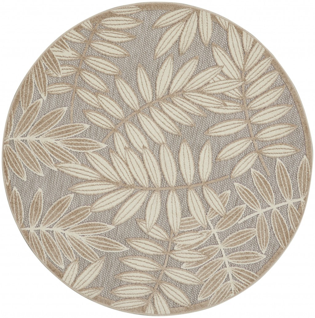 12' Runner Gray And Ivory Floral Indoor Outdoor Runner Rug