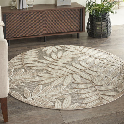 12' Runner Gray And Ivory Floral Indoor Outdoor Runner Rug