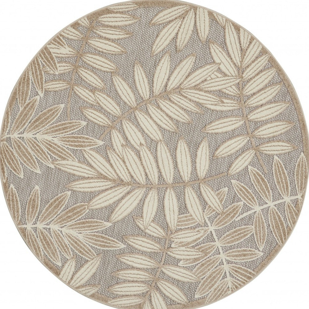 12' Runner Gray And Ivory Floral Indoor Outdoor Runner Rug