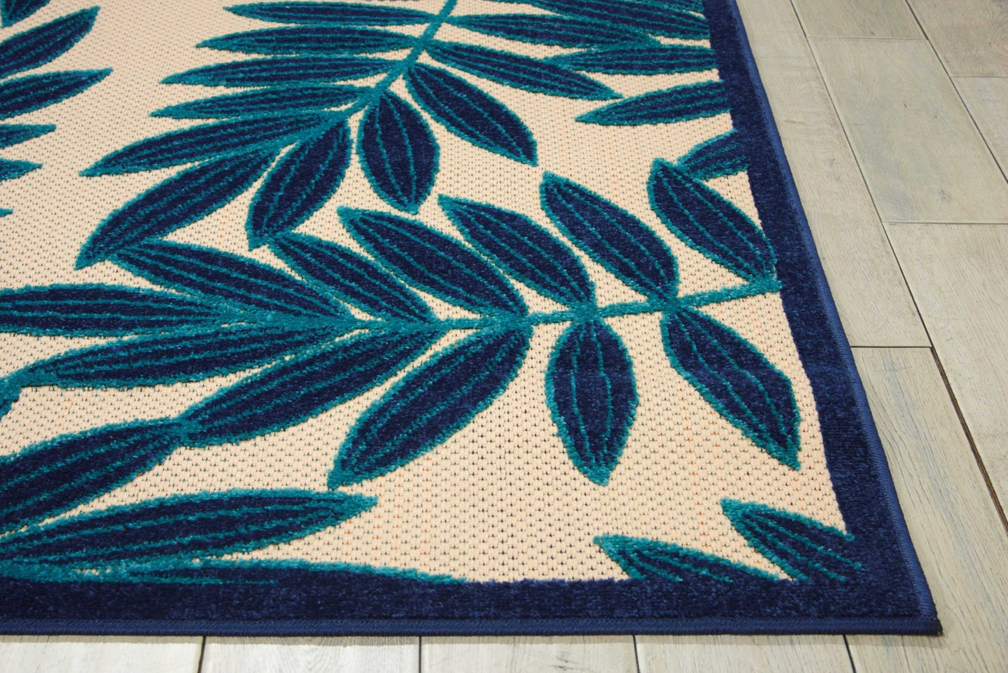 3' X 4' Blue And Ivory Floral Indoor Outdoor Area Rug