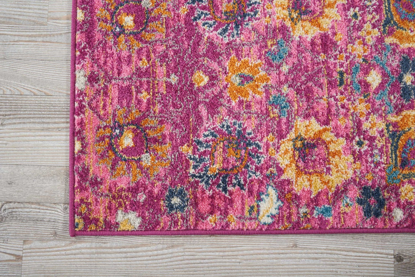 5' X 7' Fuchsia Floral Power Loom Area Rug